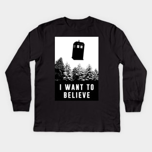 I Want to Believe; Tardis Kids Long Sleeve T-Shirt